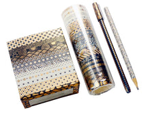 Load image into Gallery viewer, Black & Gold Foiled Washi Tape Set