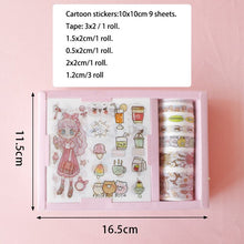 Load image into Gallery viewer, Kawaii Washi Tape + Stickers Gift Set - Original Kawaii Pen