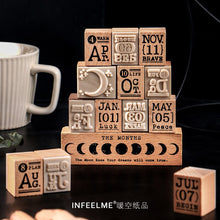 Load image into Gallery viewer, Calendar Months Wooden Stamps (14 pieces a set)