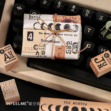 Load image into Gallery viewer, Calendar Months Wooden Stamps (14 pieces a set)