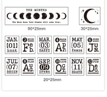 Load image into Gallery viewer, Calendar Months Wooden Stamps (14 pieces a set)