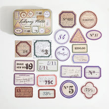 Load image into Gallery viewer, Vintage-Style Stickers in a Tin Box (6 Designs)