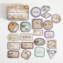 Load image into Gallery viewer, Vintage-Style Stickers in a Tin Box (6 Designs)