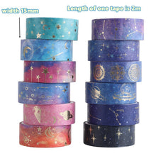 Load image into Gallery viewer, Stary Sky Foiled Washi Tape Set (12pcs)