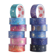 Load image into Gallery viewer, Stary Sky Foiled Washi Tape Set (12pcs)