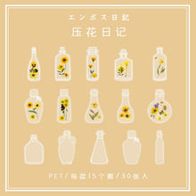 Load image into Gallery viewer, Japanese Floral Bottle Stickers (8 Types) - Original Kawaii Pen