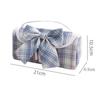 Load image into Gallery viewer, Japanese Plaid Design Bowknot Pencil Case (Large Capacity)