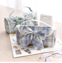 Load image into Gallery viewer, Japanese Plaid Design Bowknot Pencil Case (Large Capacity)