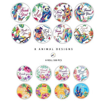 Load image into Gallery viewer, Animal & Floral "Thank you" Sticker Roll (500 Pcs/Roll)