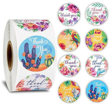 Load image into Gallery viewer, Animal & Floral "Thank you" Sticker Roll (500 Pcs/Roll)