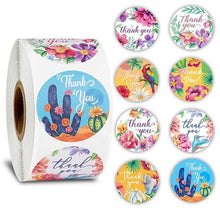 Load image into Gallery viewer, Animal & Floral "Thank you" Sticker Roll (500 Pcs/Roll)