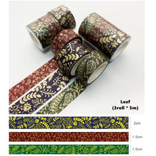 Load image into Gallery viewer, Gold Foiled Nature Washi Tape Set