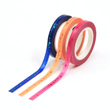 Load image into Gallery viewer, Colorful Gold Foiled Slim Washi Tape Set (3pcs)