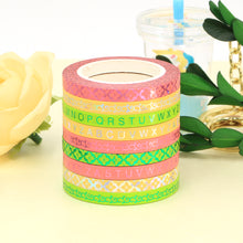 Load image into Gallery viewer, Colorful Gold Foiled Slim Washi Tape Set (3pcs)