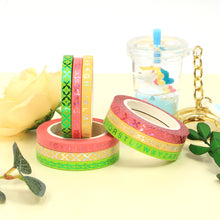 Load image into Gallery viewer, Colorful Gold Foiled Slim Washi Tape Set (3pcs)