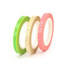 Load image into Gallery viewer, Colorful Gold Foiled Slim Washi Tape Set (3pcs)