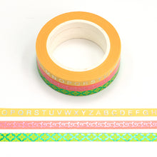 Load image into Gallery viewer, Colorful Gold Foiled Slim Washi Tape Set (3pcs)