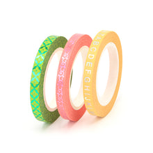 Load image into Gallery viewer, Colorful Gold Foiled Slim Washi Tape Set (3pcs)