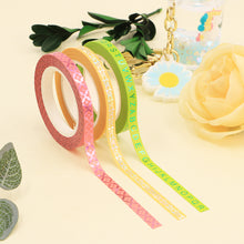 Load image into Gallery viewer, Colorful Gold Foiled Slim Washi Tape Set (3pcs)