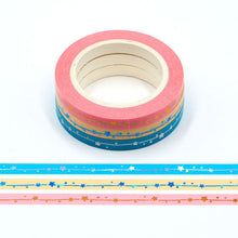 Load image into Gallery viewer, Colorful Gold Foiled Slim Washi Tape Set (3pcs)