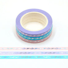 Load image into Gallery viewer, Colorful Gold Foiled Slim Washi Tape Set (3pcs)