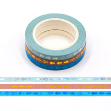 Load image into Gallery viewer, Colorful Gold Foiled Slim Washi Tape Set (3pcs)