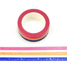 Load image into Gallery viewer, Colorful Gold Foiled Slim Washi Tape Set (3pcs)