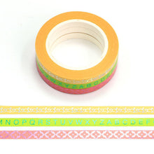 Load image into Gallery viewer, Colorful Gold Foiled Slim Washi Tape Set (3pcs)