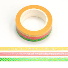 Load image into Gallery viewer, Colorful Gold Foiled Slim Washi Tape Set (3pcs)