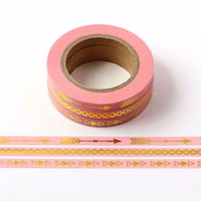 Load image into Gallery viewer, Colorful Gold Foiled Slim Washi Tape Set (3pcs)