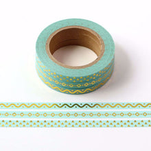 Load image into Gallery viewer, Colorful Gold Foiled Slim Washi Tape Set (3pcs)