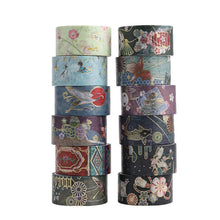 Load image into Gallery viewer, Japanese Culture Gold Foiled Washi Tape Set (12pcs)