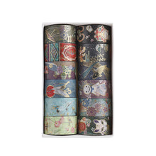 Load image into Gallery viewer, Japanese Culture Gold Foiled Washi Tape Set (12pcs)
