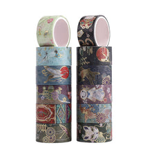 Load image into Gallery viewer, Japanese Culture Gold Foiled Washi Tape Set (12pcs)