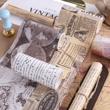 Load image into Gallery viewer, Vintage Style Newspaper Extra Wide Masking Tape Set - Original Kawaii Pen