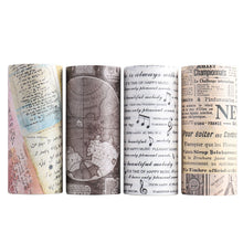 Load image into Gallery viewer, Vintage Style Newspaper Extra Wide Masking Tape Set - Original Kawaii Pen