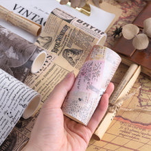 Load image into Gallery viewer, Vintage Style Newspaper Extra Wide Masking Tape Set - Original Kawaii Pen