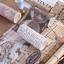 Load image into Gallery viewer, Vintage Style Newspaper Extra Wide Masking Tape Set - Original Kawaii Pen