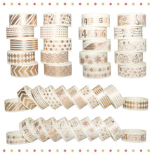 Load image into Gallery viewer, White & Gold Washi Tape Set