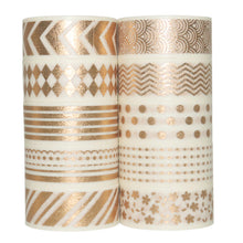 Load image into Gallery viewer, White & Gold Washi Tape Set