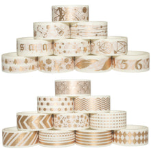 Load image into Gallery viewer, White & Gold Washi Tape Set