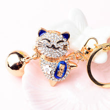 Load image into Gallery viewer, Japanese Lucky Cat Crystal Keychains