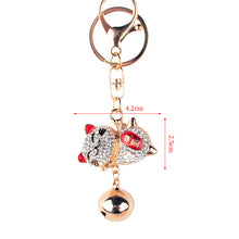 Load image into Gallery viewer, Japanese Lucky Cat Crystal Keychains