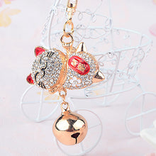 Load image into Gallery viewer, Japanese Lucky Cat Crystal Keychains