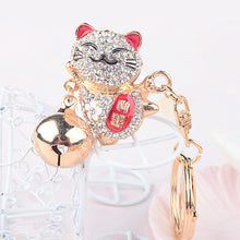 Load image into Gallery viewer, Japanese Lucky Cat Crystal Keychains