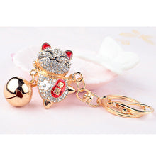 Load image into Gallery viewer, Japanese Lucky Cat Crystal Keychains