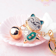Load image into Gallery viewer, Japanese Lucky Cat Crystal Keychains