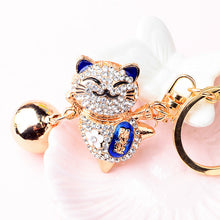 Load image into Gallery viewer, Japanese Lucky Cat Crystal Keychains