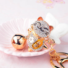 Load image into Gallery viewer, Japanese Lucky Cat Crystal Keychains
