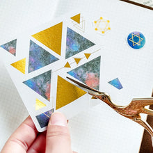 Load image into Gallery viewer, Exotic Universe Gold foiled Stickers (6 Types)